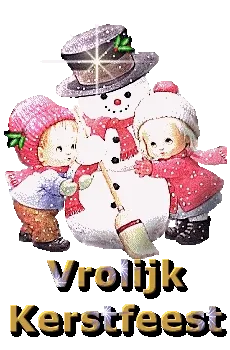 Kinderen maken een sneeuwman met kerstversiering. Vrolijk Kerstfeest!