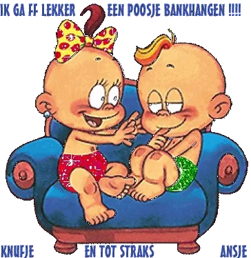 ᐅ knuffel gif whatsapp - Knuffels Plaatjes en Gifs plaatjes Twee blije kinderen zitten op een bank en lachen naar elkaar.