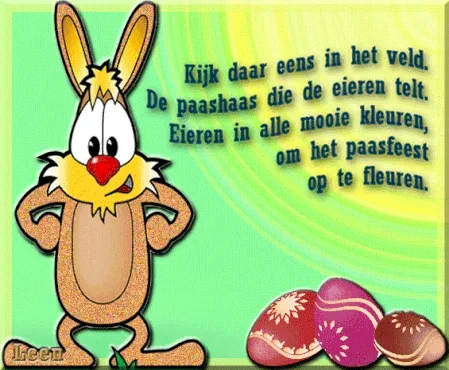 ᐅ knuffel gif whatsapp - Knuffels Plaatjes en Gifs plaatjes Kleurige paaseieren en een vrolijke paashaas in een kleurrijke achtergrond.