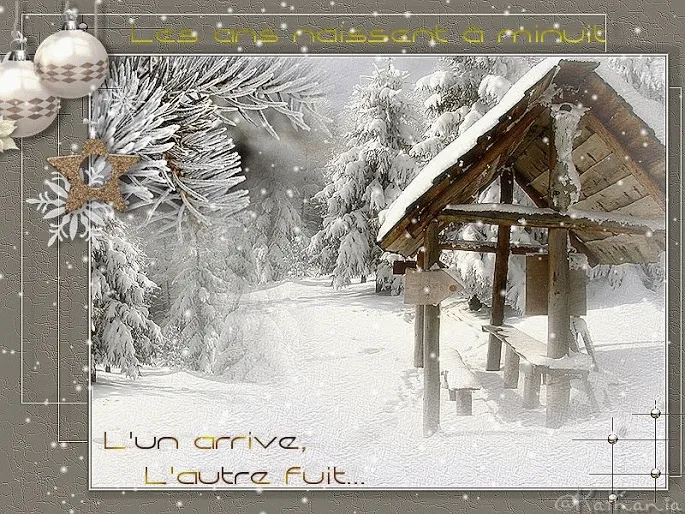 ᐅ koffie plaatje winter - Winter plaatjes Sneeuwbedekte bomen en een houten schuilplaats in een winterse omgeving.