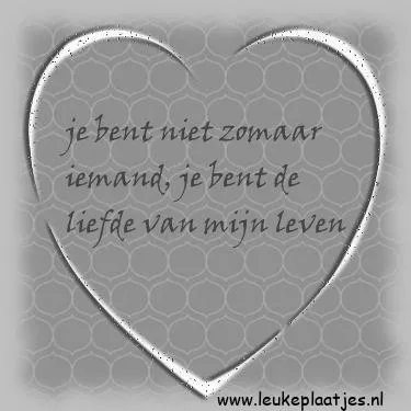 Hartvormige afbeelding met de tekst: "Je bent de liefde van mijn leven."