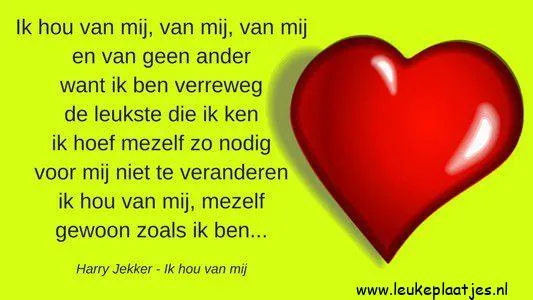 Tekst met een hart en een citaat over zelfacceptatie en liefde voor jezelf.