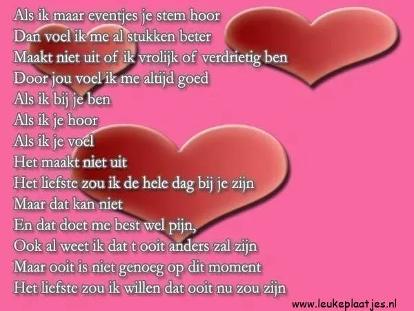 Tekst met harten in een roze achtergrond over liefde en emotie.