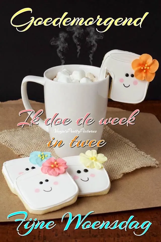 Koffiemok met marshmallows en schattige koekjes met bloemen en gezichtjes.