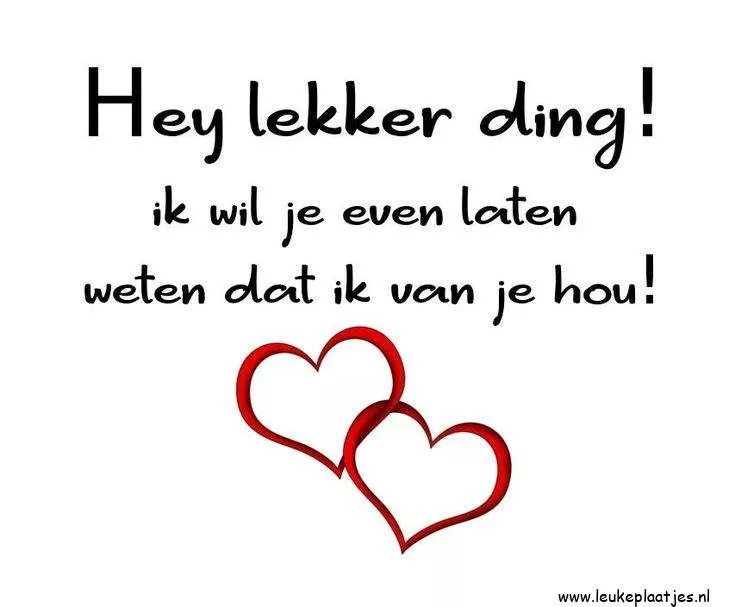 Tekst met de boodschap "ik hou van je" en twee hartjes eronder.