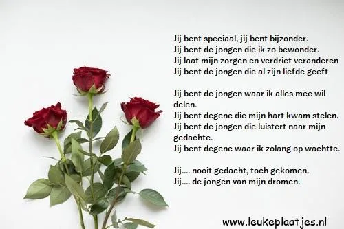 Drie rode rozen op een witte achtergrond met een liefdevolle tekst.