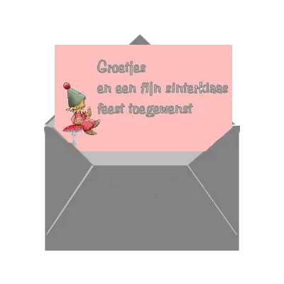 Een gebaar van groeten met een kaart en een envelop voor Sinterklaas.