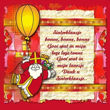 ᐅ sinterklaas plaatjes - Sinterklaas plaatjes Illustratie van Sinterklaas met een ballon en tekst over lekkernijen.