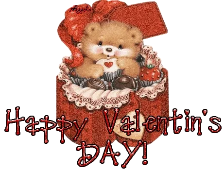 een schattige teddybeer in een hartdoos met een boodschap voor Valentijnsdag.