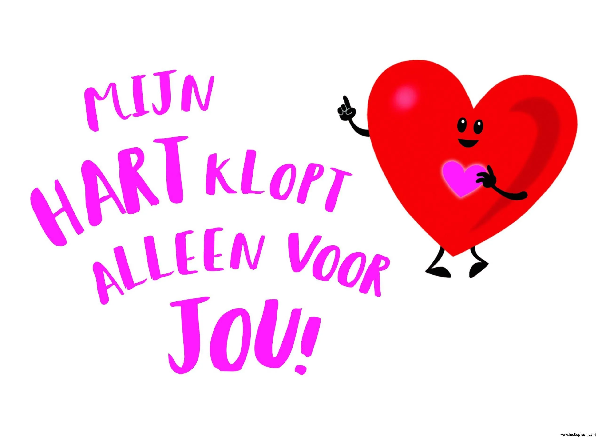 ᐅ valentijn humor tekst - Valentijnsdag plaatjes Een vrolijke, rode hart met een gezicht, met daarop de tekst "Mijn hart klopt alleen voor jou!"
