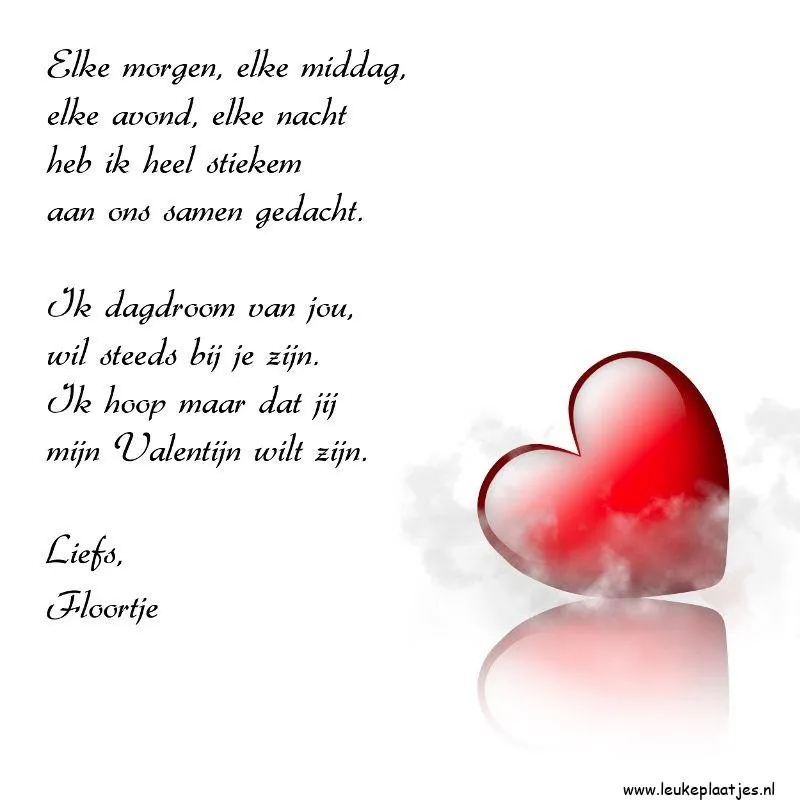 Tekst met een rode hartvorm en een liefdesbrief.