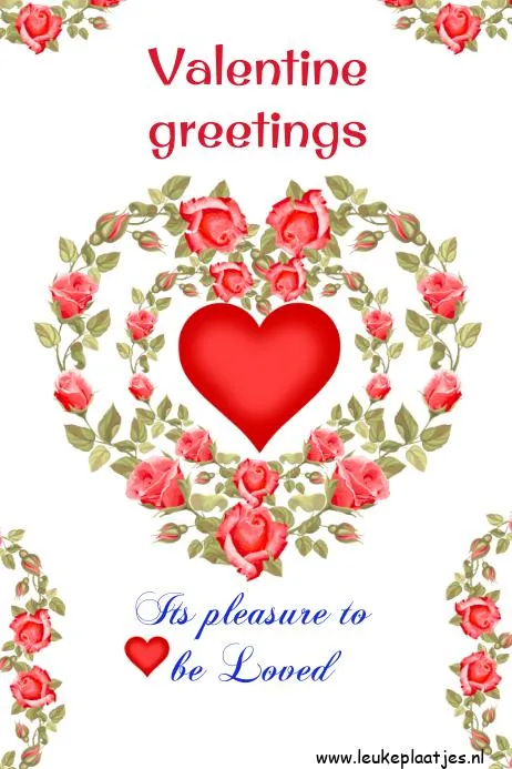 Hartvorm gegoten met rozen, met tekst voor Valentijnsdag.