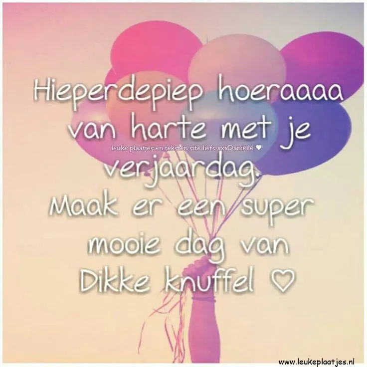 Kleurige ballonnen met verjaardagswensen in een vrolijke opzet.