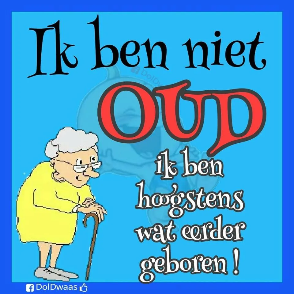 ᐅ verjaardagsplaatjes - Verjaardag plaatjes Tekst met een afbeelding van een oude vrouw met een wandelstok en een grappige uitschrijving.