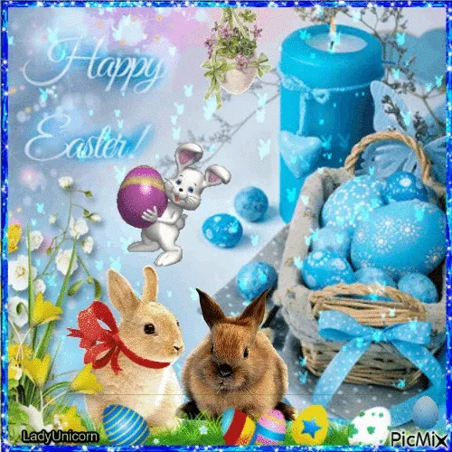 Pasen scène met een konijn, een schattig viltschijntje en kleurrijke eieren.