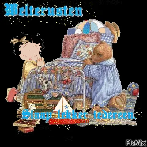 Een schattige scène van een kind en een teddybeer in een slaapkamer.