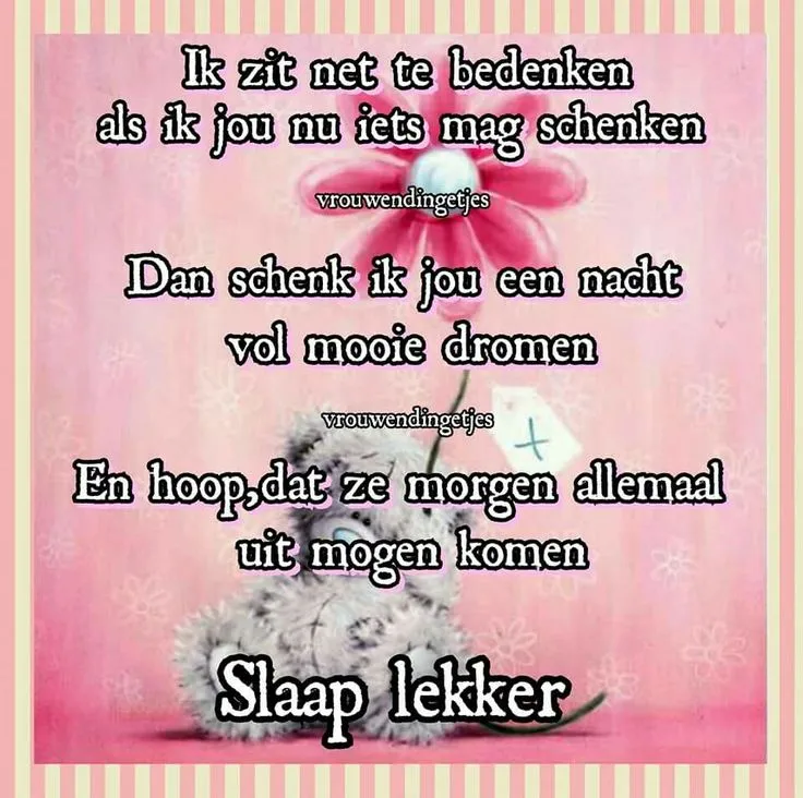Tekst over dromen en een goede nachtrust, met een schattige teddybeer afbeelding.