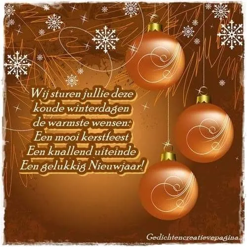 Kerstkaart met warme wensen voor de feestdagen en een gelukkig nieuwjaar.