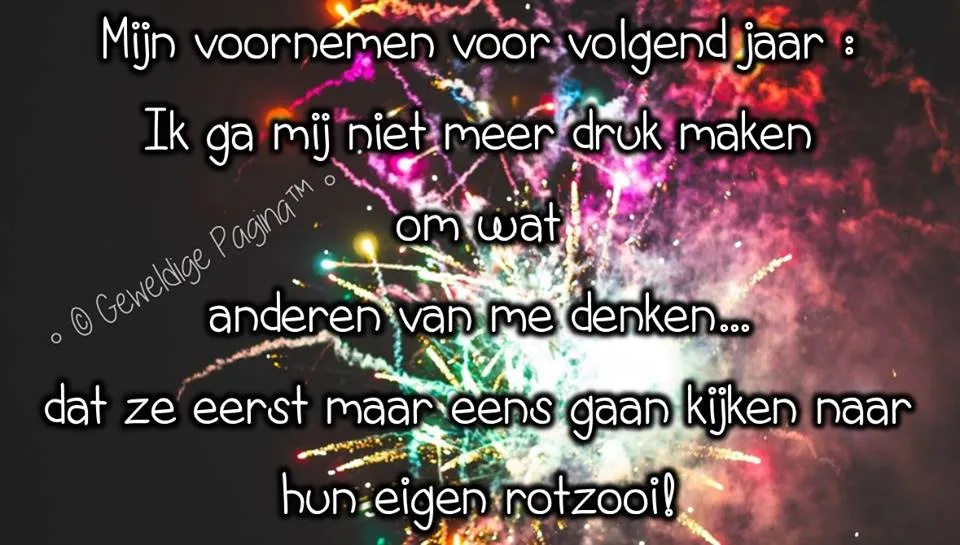 Tekst over voornemens voor volgend jaar met een kleurrijke vuurwerkachtergrond.