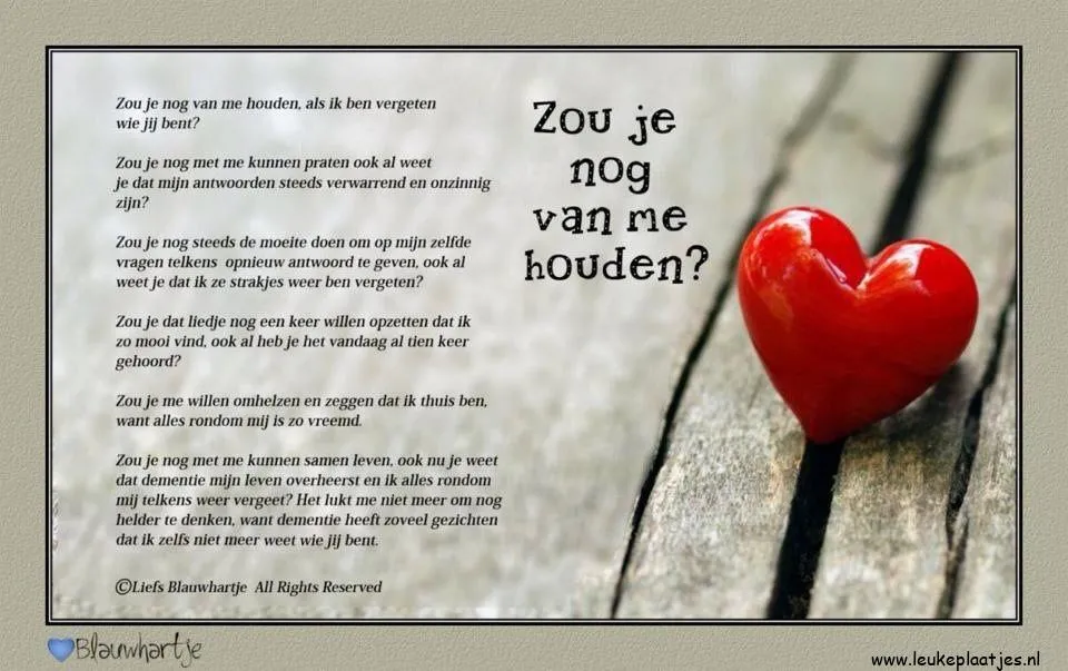 Een hart met een tekst over liefde en vergeten in een poëtische stijl.